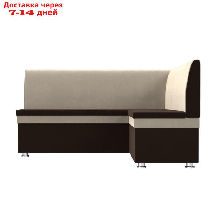 Кухонный диван "Уют", правый угол, без механизма, микровельвет, цвет коричневый / бежевый - фото 3 - id-p226922531