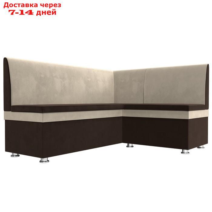 Кухонный диван "Уют", правый угол, без механизма, микровельвет, цвет коричневый / бежевый - фото 4 - id-p226922531