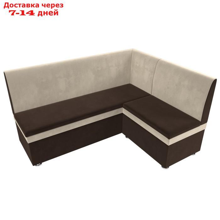 Кухонный диван "Уют", правый угол, без механизма, микровельвет, цвет коричневый / бежевый - фото 6 - id-p226922531