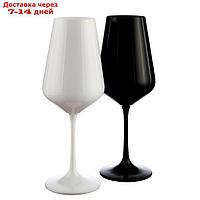 Набор бокалов для вина Crystalex "Сандра", 450 мл, 2 шт, цвет чёрный, белый