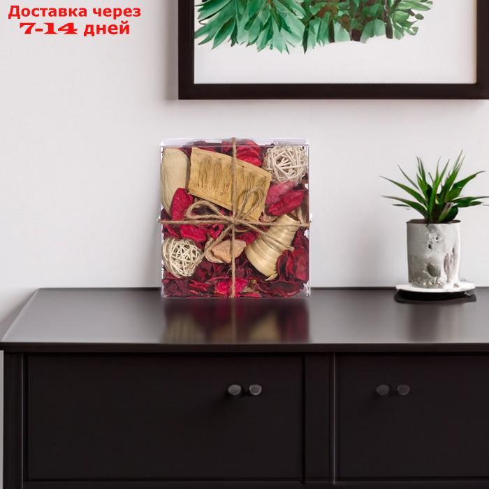 Набор сухоцветов из натуральных материалов с ароматом клубники "Вещицы", короб 13×13×6 см - фото 1 - id-p226928049