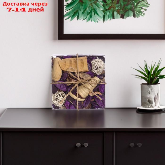 Набор сухоцветов из натуральных материалов с ароматом лаванды "Вещицы", короб 13×13×6 см - фото 1 - id-p226928056