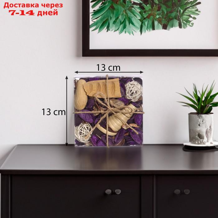 Набор сухоцветов из натуральных материалов с ароматом лаванды "Вещицы", короб 13×13×6 см - фото 2 - id-p226928056