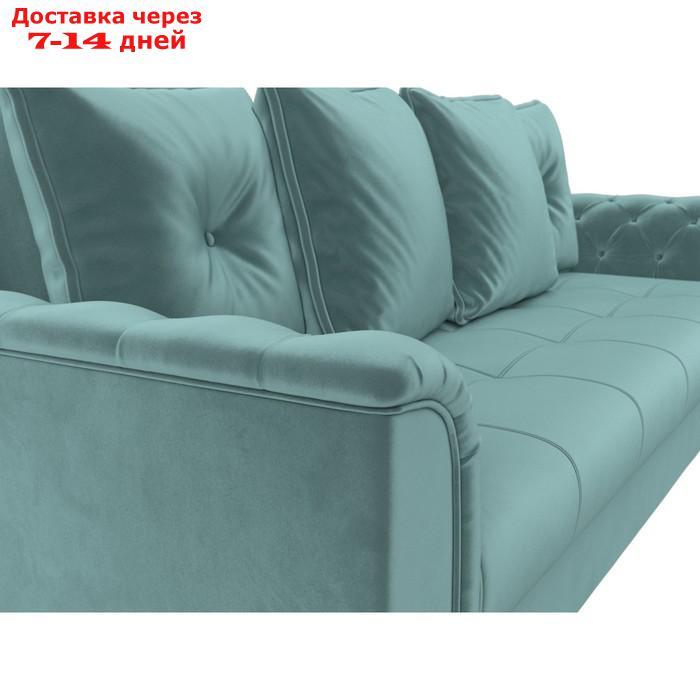 Прямой диван "Сиеста", механизм книжка, велюр, цвет бирюзовый - фото 4 - id-p226922579