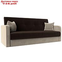 Прямой диван "Надежда", механизм книжка, микровельвет, цвет коричневый / бежевый
