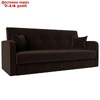 Прямой диван "Надежда", механизм книжка, микровельвет, цвет коричневый