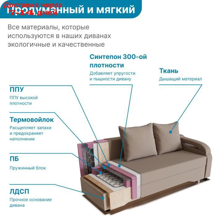 Прямой диван "Квадро 1", механизм еврокнижка, пружинный блок, цвет симпл 18 - фото 6 - id-p226921011
