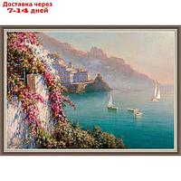 Репродукция картины "Амальфи. Цветы над морем", 70х100 см, рама 55-004В