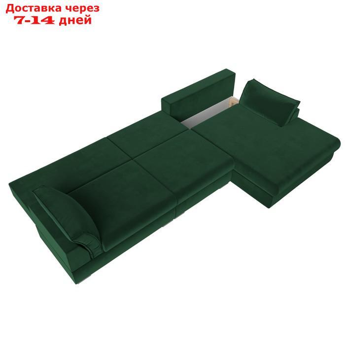 Угловой диван "Пекин Long угол правый", механизм пантограф, велюр, цвет зелёный - фото 2 - id-p226921329