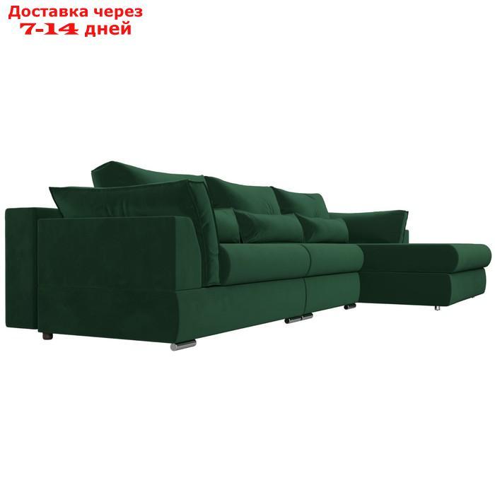 Угловой диван "Пекин Long угол правый", механизм пантограф, велюр, цвет зелёный - фото 4 - id-p226921329