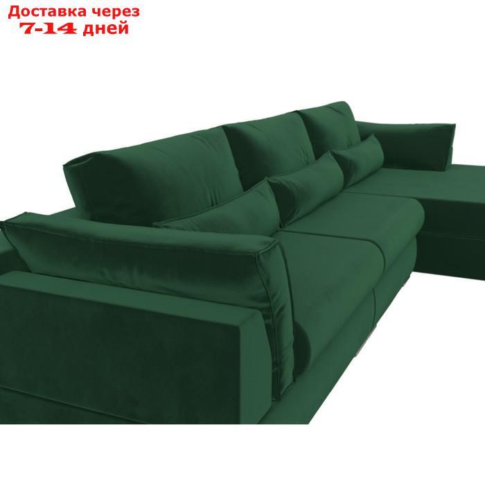 Угловой диван "Пекин Long угол правый", механизм пантограф, велюр, цвет зелёный - фото 5 - id-p226921329