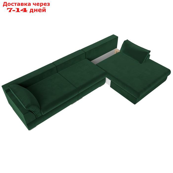 Угловой диван "Пекин Long угол правый", механизм пантограф, велюр, цвет зелёный - фото 8 - id-p226921329
