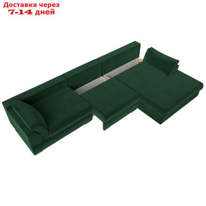 Угловой диван "Пекин Long угол правый", механизм пантограф, велюр, цвет зелёный - фото 9 - id-p226921329