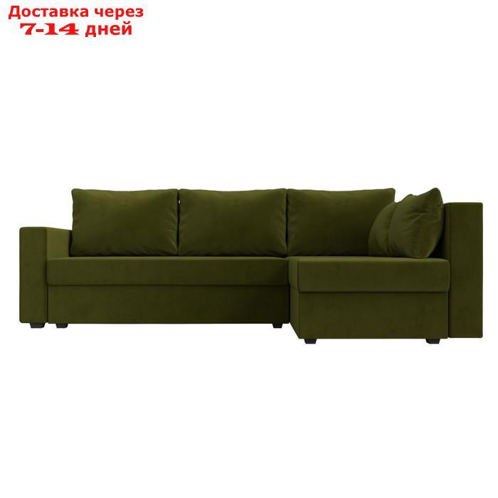 Угловой диван "Мансберг", механизм еврокнижка, угол правый, микровельвет, цвет зелёный - фото 3 - id-p226921330
