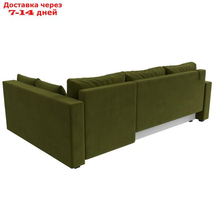 Угловой диван "Мансберг", механизм еврокнижка, угол правый, микровельвет, цвет зелёный - фото 7 - id-p226921330