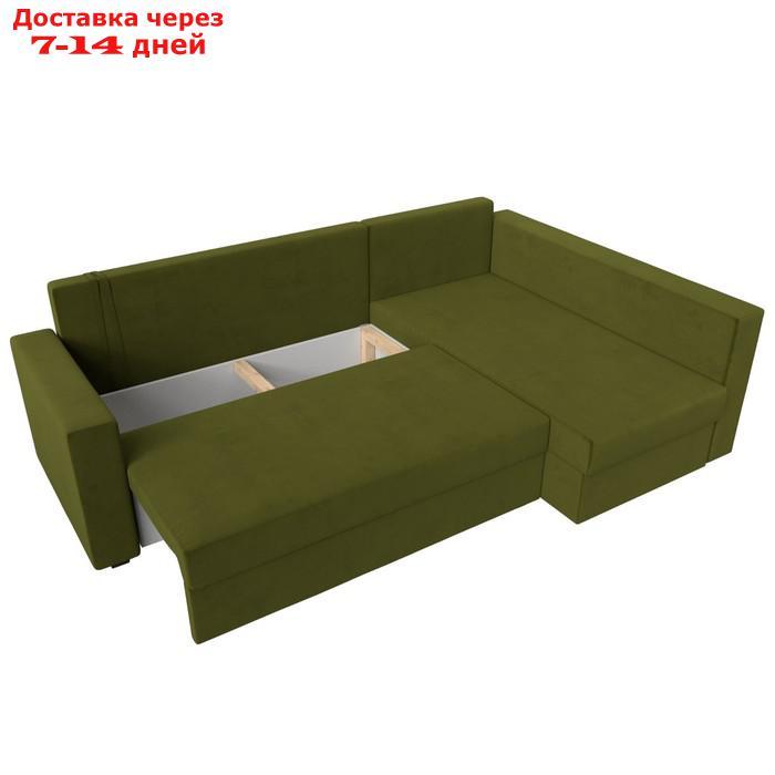 Угловой диван "Мансберг", механизм еврокнижка, угол правый, микровельвет, цвет зелёный - фото 9 - id-p226921330