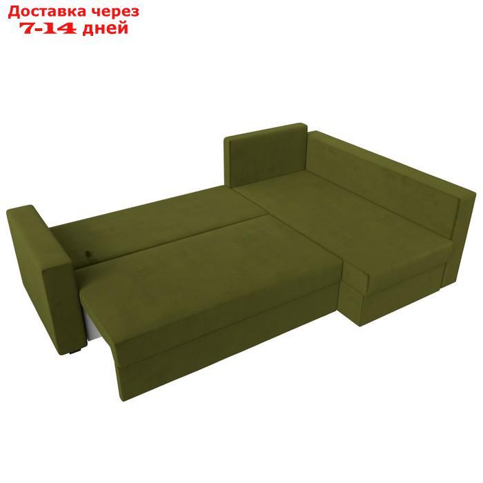 Угловой диван "Мансберг", механизм еврокнижка, угол правый, микровельвет, цвет зелёный - фото 10 - id-p226921330