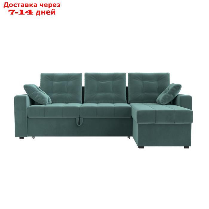 Угловой диван "Камелот", правый угол, механизм дельфин, велюр, цвет бирюзовый - фото 2 - id-p226921335