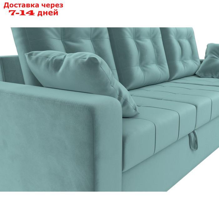 Угловой диван "Камелот", правый угол, механизм дельфин, велюр, цвет бирюзовый - фото 4 - id-p226921335