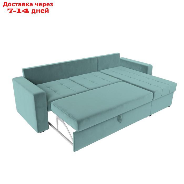 Угловой диван "Камелот", правый угол, механизм дельфин, велюр, цвет бирюзовый - фото 8 - id-p226921335