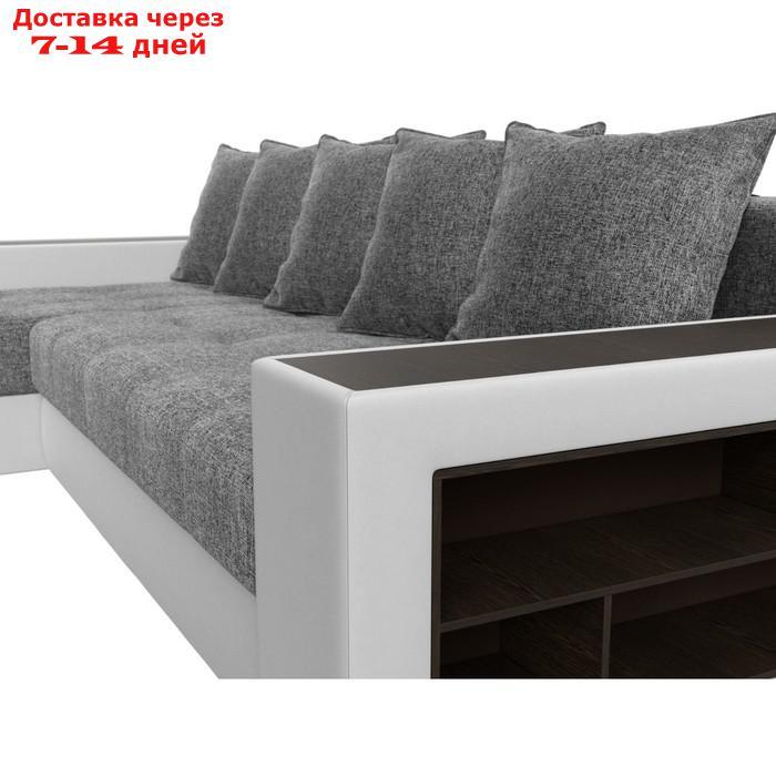 Угловой диван "Дубай", левый, механизм еврокнижка, рогожка / экокожа, цвет серый / белый - фото 5 - id-p226921336