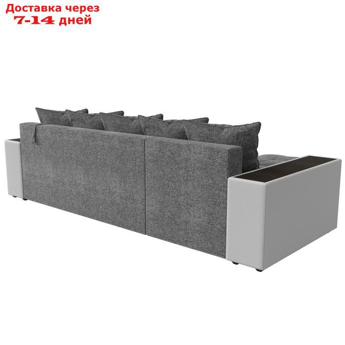 Угловой диван "Дубай", левый, механизм еврокнижка, рогожка / экокожа, цвет серый / белый - фото 7 - id-p226921336