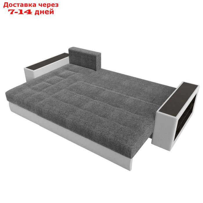 Угловой диван "Дубай", левый, механизм еврокнижка, рогожка / экокожа, цвет серый / белый - фото 10 - id-p226921336