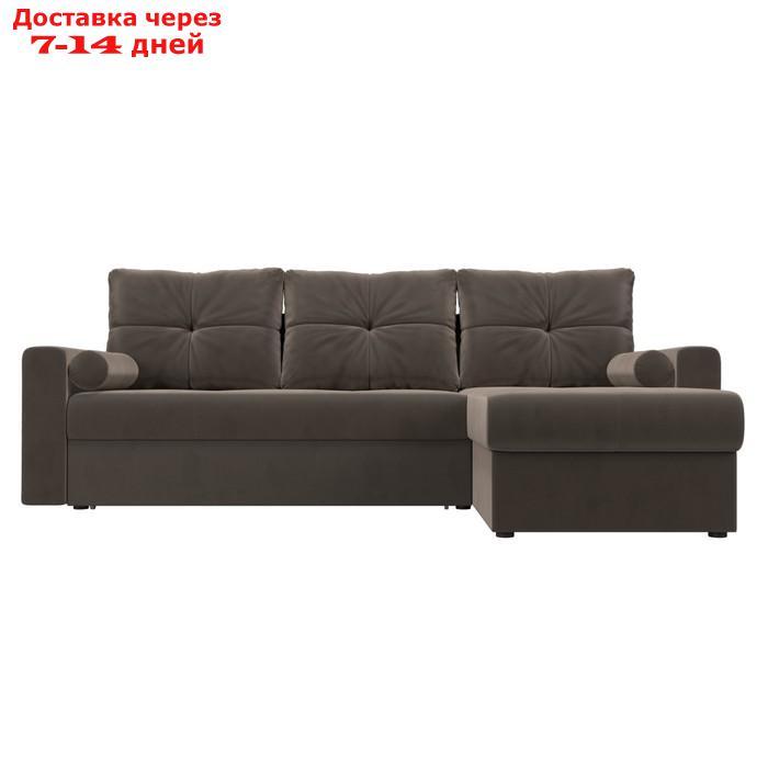 Угловой диван "Верона", правый угол, механизм дельфин, велюр, цвет коричневый - фото 3 - id-p226921338
