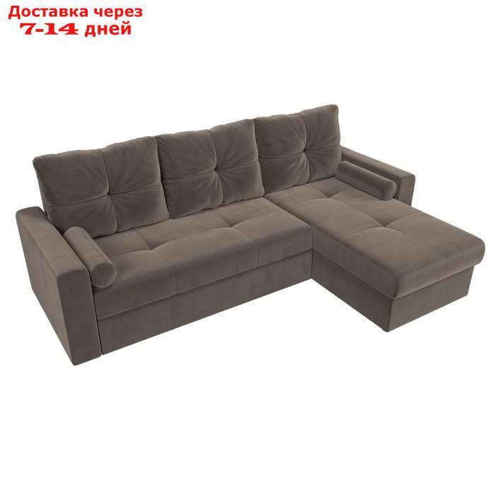 Угловой диван "Верона", правый угол, механизм дельфин, велюр, цвет коричневый - фото 6 - id-p226921338