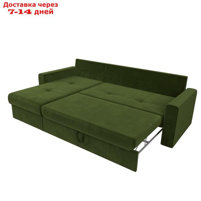 Угловой диван "Верона", левый угол, механизм дельфин, микровельвет, цвет зелёный - фото 7 - id-p226921340