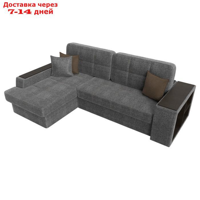 Угловой диван "Брюссель", левый угол, механизм дельфин, рогожка, цвет серый - фото 6 - id-p226921342