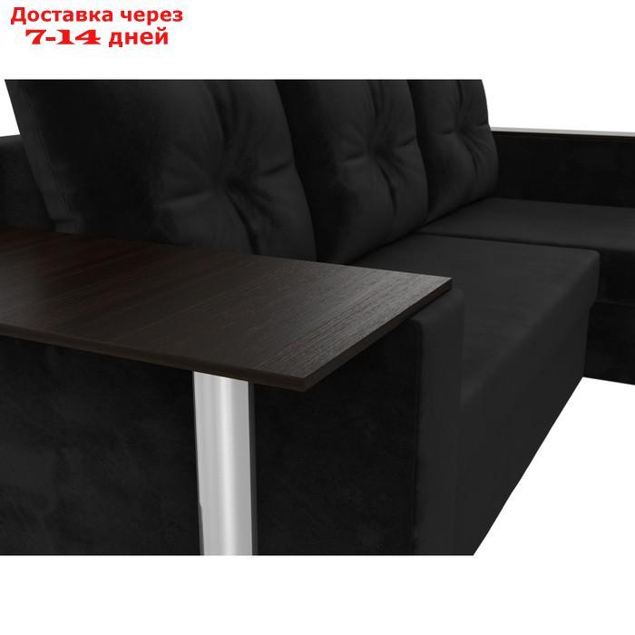 Угловой диван "Атланта Лайт", правый угол, механизм еврокнижка, велюр, цвет чёрный - фото 5 - id-p226921347