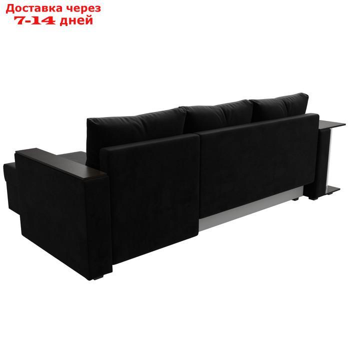 Угловой диван "Атланта Лайт", правый угол, механизм еврокнижка, велюр, цвет чёрный - фото 7 - id-p226921347