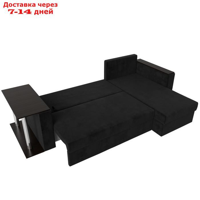 Угловой диван "Атланта Лайт", правый угол, механизм еврокнижка, велюр, цвет чёрный - фото 10 - id-p226921347