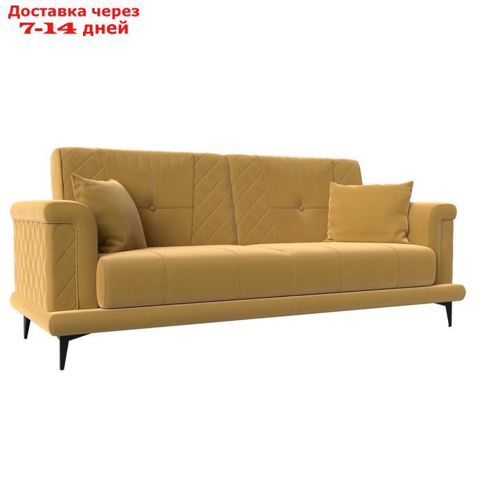 Прямой диван "Неаполь", механизм книжка, микровельвет, цвет жёлтый - фото 1 - id-p226921355
