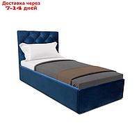 Кровать с ПМ "Фрейм каретная стяжка", Ткань велюр Vivaldi синий 800x2000