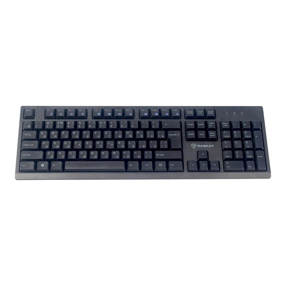 Комплект проводной Raskat KB2510 [ACD-KB2510-RBB] Клавиатура KB251 черная, 104 клавиши, защита от влаги, USB - фото 1 - id-p227231889