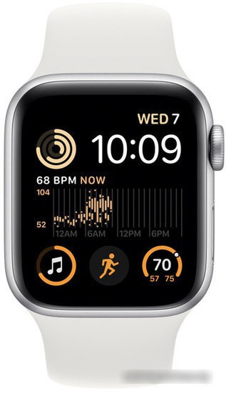 Умные часы Apple Watch SE 2 40 мм (алюминиевый корпус, серебристый/белый, спортивный силиконовый ремешок M/L) - фото 2 - id-p227233574