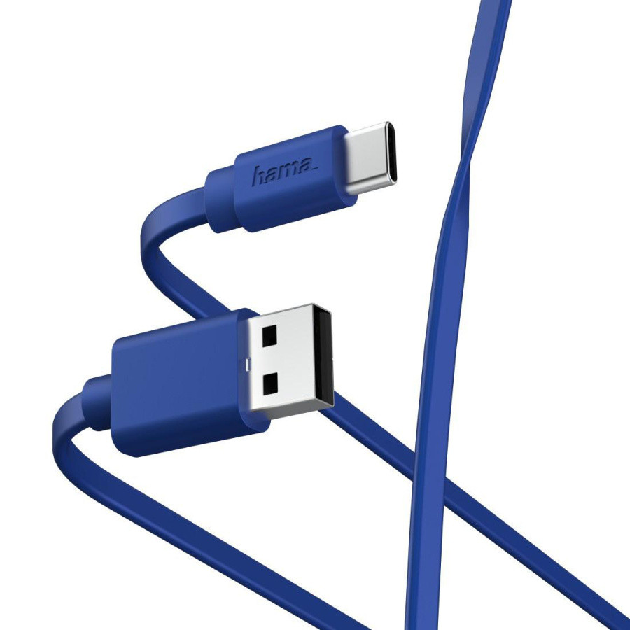 Кабель Hama 00187229 USB (m)-USB Type-C (m) 1м синий плоский - фото 1 - id-p227231304