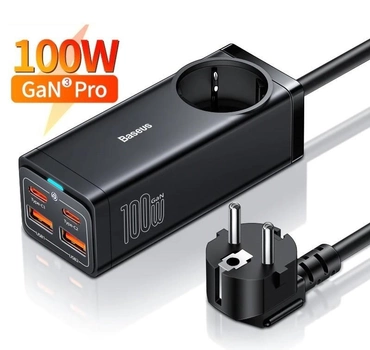 Сетевое зарядное устройство Baseus Home Charger GaN3 Pro AC+2хUSB+2хType-C 100W EU PSZM000401