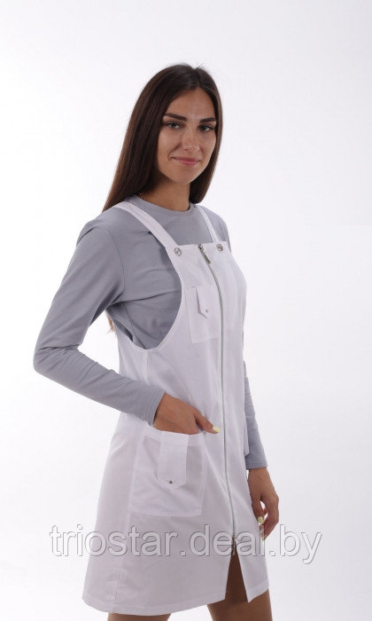Сарафан медицинский женский М165 (цвет белый) - фото 2 - id-p164046501