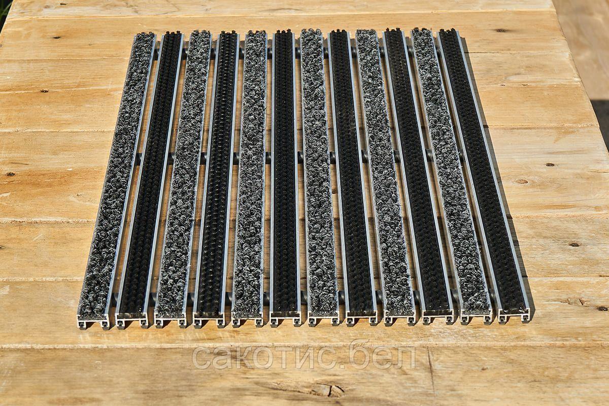 Алюминиевая грязезащитная решетка 18 мм с обрамлением (щетка-ворс) - фото 3 - id-p135699696