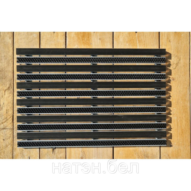 Алюминиевая грязезащитная решетка 490х740 мм резина-щетка