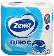 Бумага туалетная Zewa «Плюс» 4 рулона, ширина 90 мм, белая