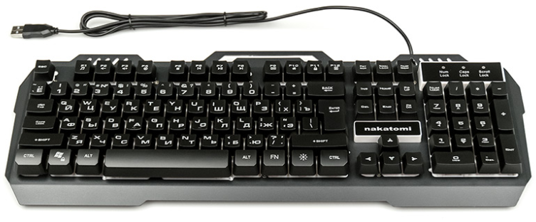 Клавиатура Nakatomi Gaming KG-35U мультимедийная игровая USB, проводная, черная - фото 1 - id-p227244440