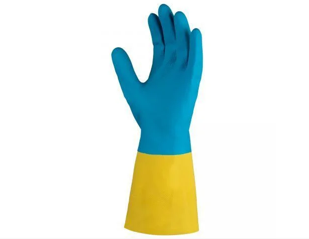 Перчатки К80 Щ50 неопреновые хозяйственно - промышленные, р-р 7/S, желто-голубые, JetaSafety - фото 1 - id-p227263354