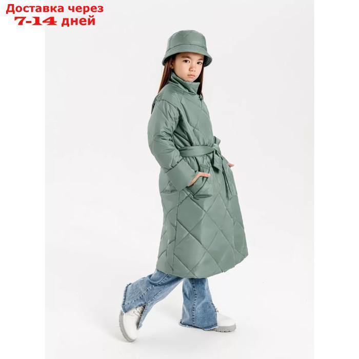 Пальто стёганое для девочек AmaroBaby TRENDY, рост 134-140 см, цвет фисташковый - фото 8 - id-p226939698