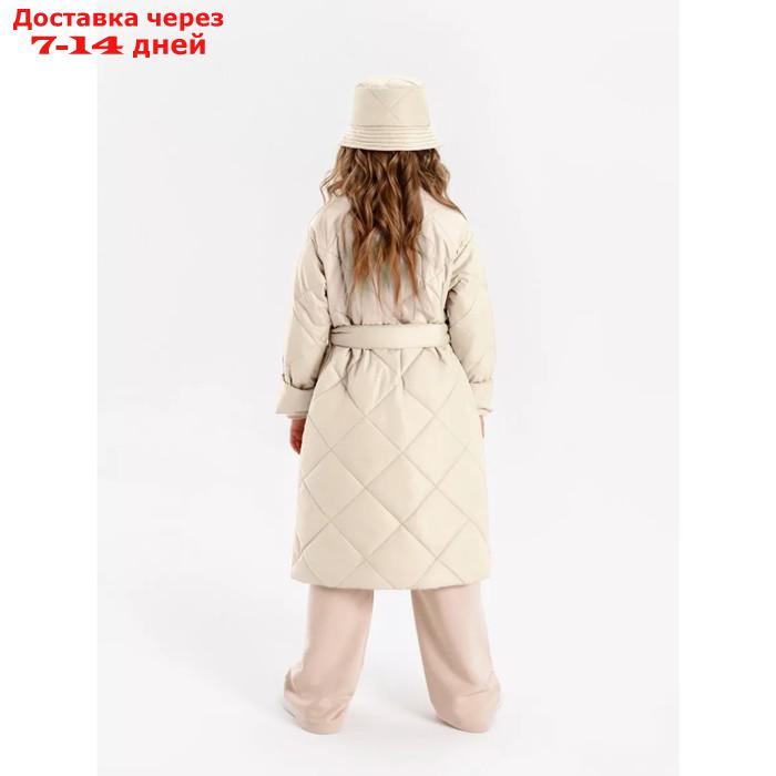 Пальто стёганое для девочек AmaroBaby TRENDY, рост 116-122 см, цвет молочный - фото 2 - id-p226939755