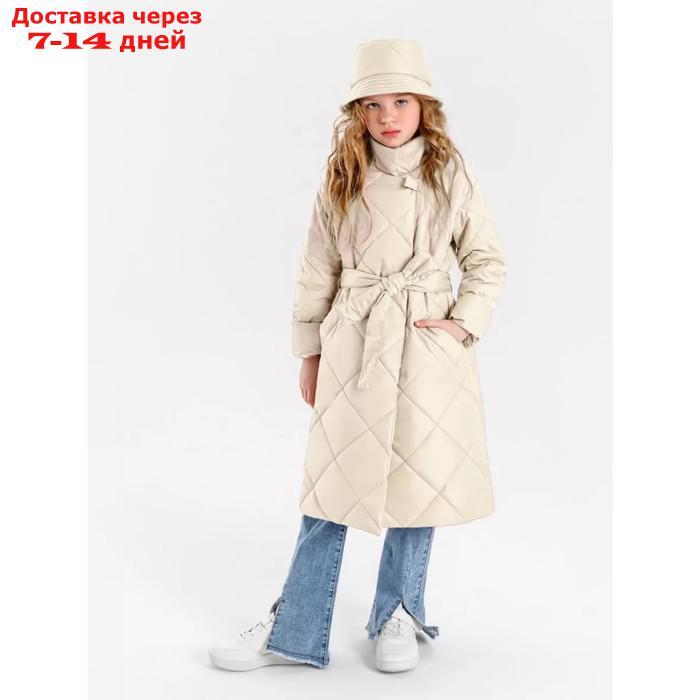 Пальто стёганое для девочек AmaroBaby TRENDY, рост 116-122 см, цвет молочный - фото 8 - id-p226939755