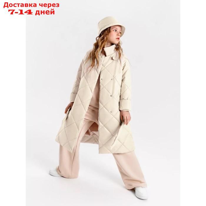 Пальто стёганое для девочек AmaroBaby TRENDY, рост 116-122 см, цвет молочный - фото 10 - id-p226939755